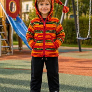 Children woolen jacket with fleece lining